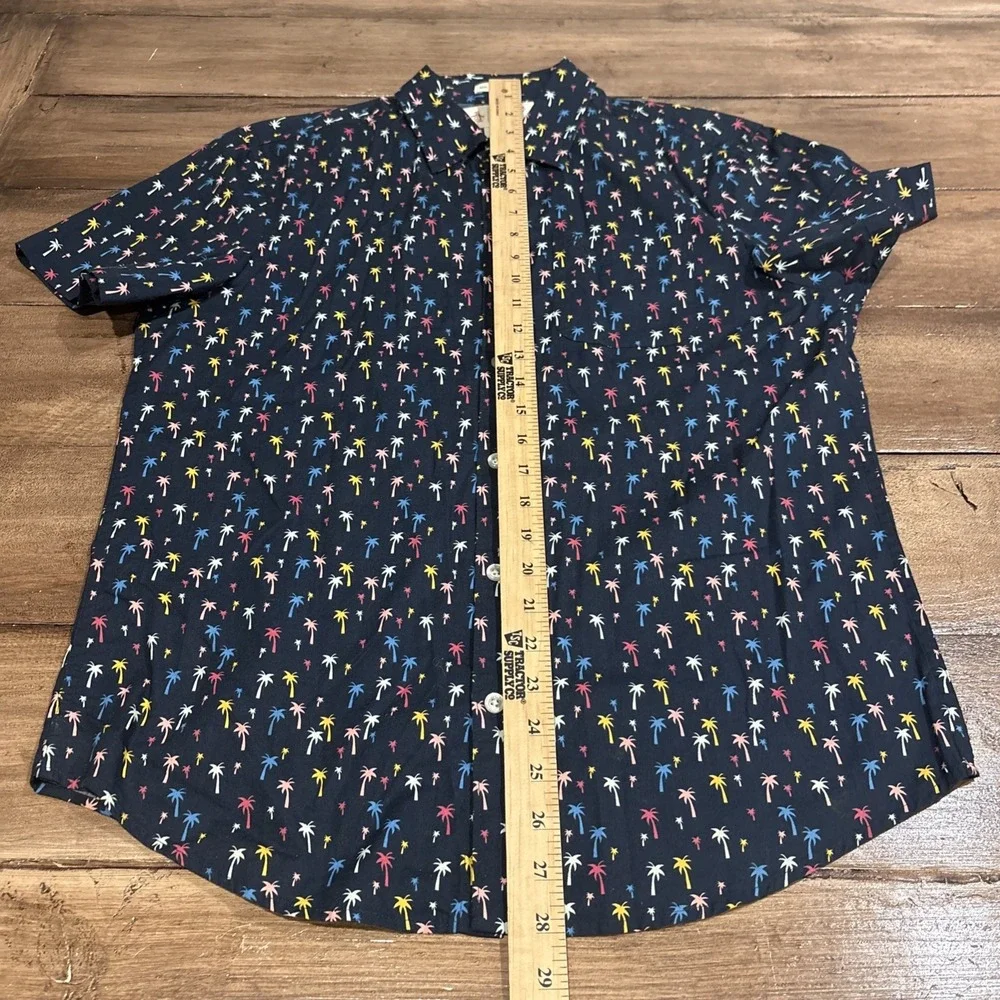 Penguin Button Up Shirt Palm Trees Heritage Slim Fit Short Sleeve Mens Medium